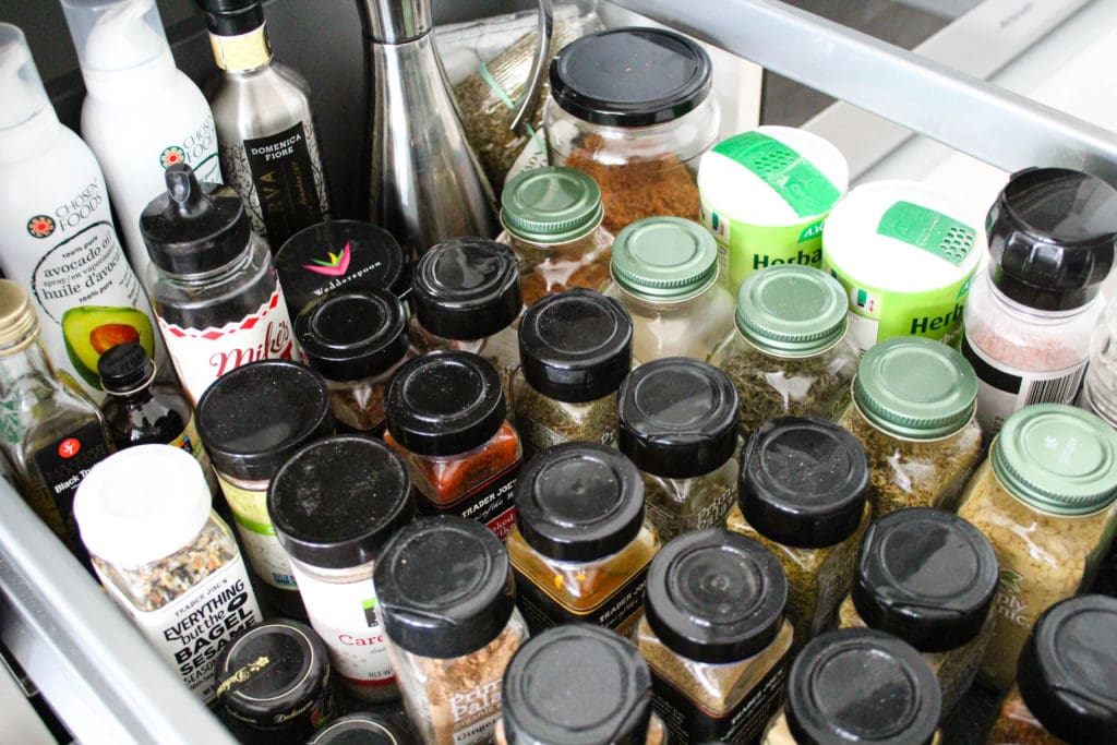 A dietitian's healthy pantry, inside the spice cabinet