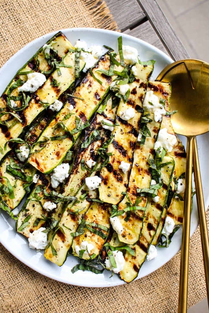 Grilled Zucchini With Goat Cheese, Basil & Honey