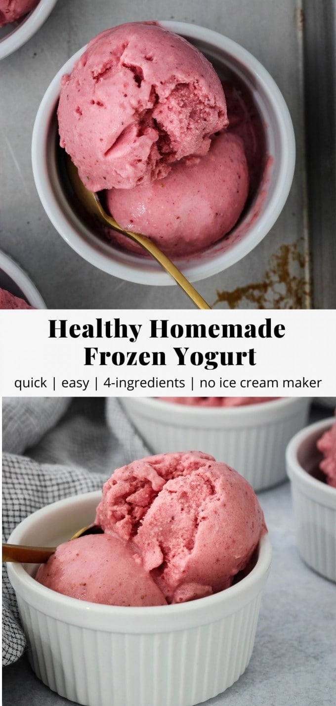 Pinterest graphic for healthy homemade frozen greek yogurt recipe.