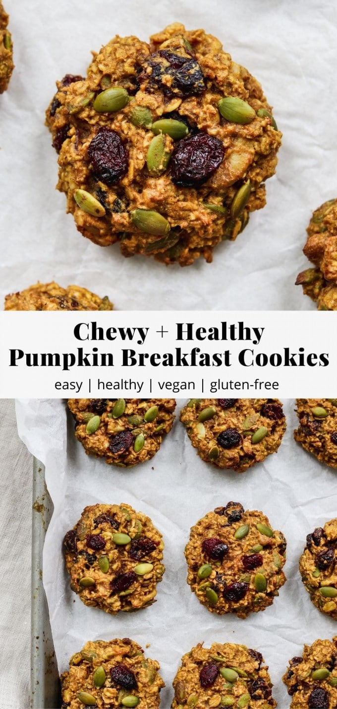 Pinterest graphic for healthy pumpkin oatmeal breakfast cookies recipe.