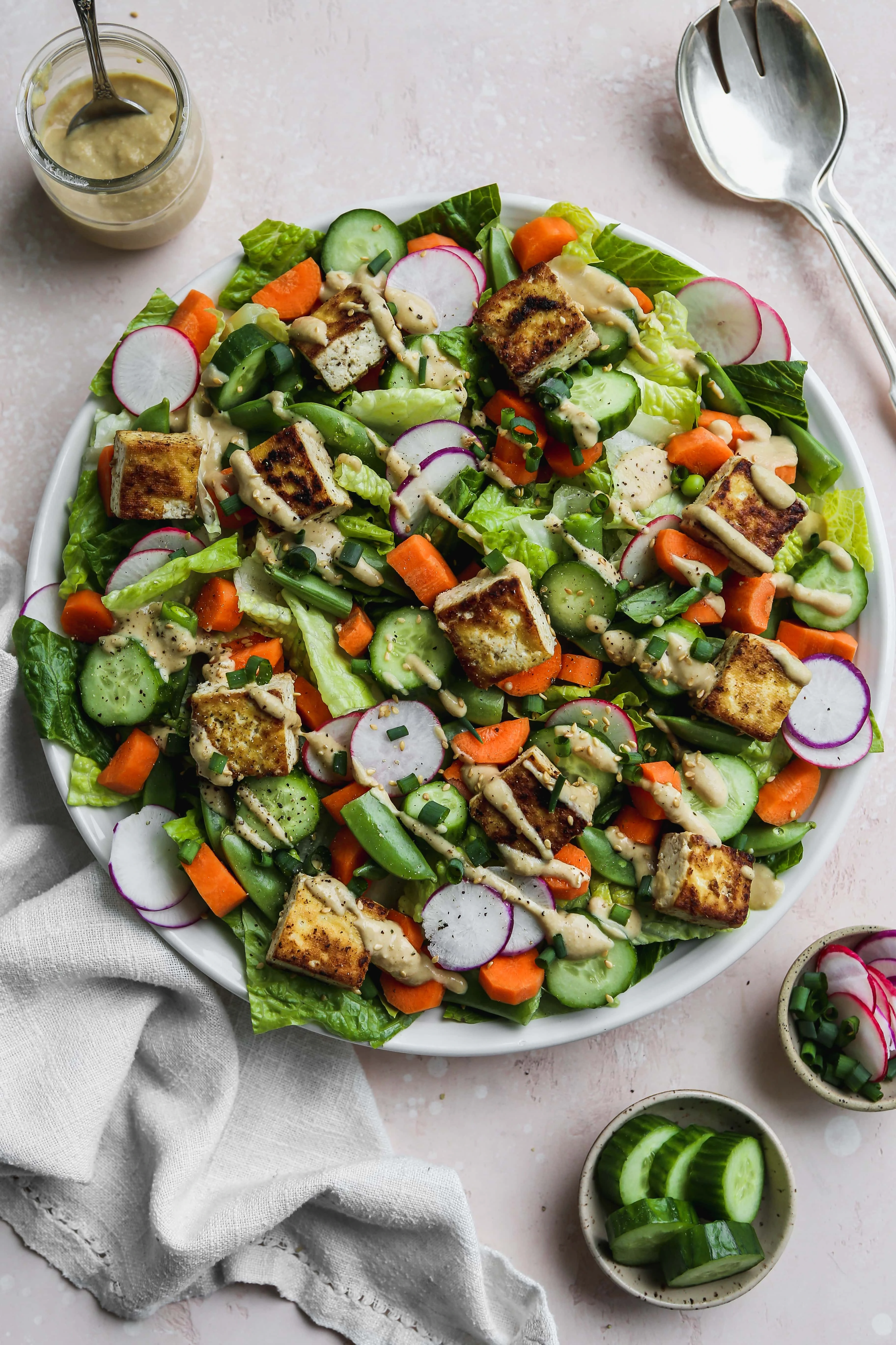 Crispy Tofu Salad With Miso Tahini Dressing | Walder Wellness, Dietitian