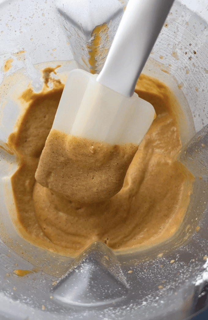 Blended butternut squash pancake batter.