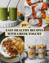 Pinterest graphic for a roundup of easy, healthy greek yogurt recipes.