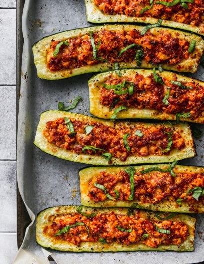 Vegetarian Stuffed Zucchini Boats | Walder Wellness, RD