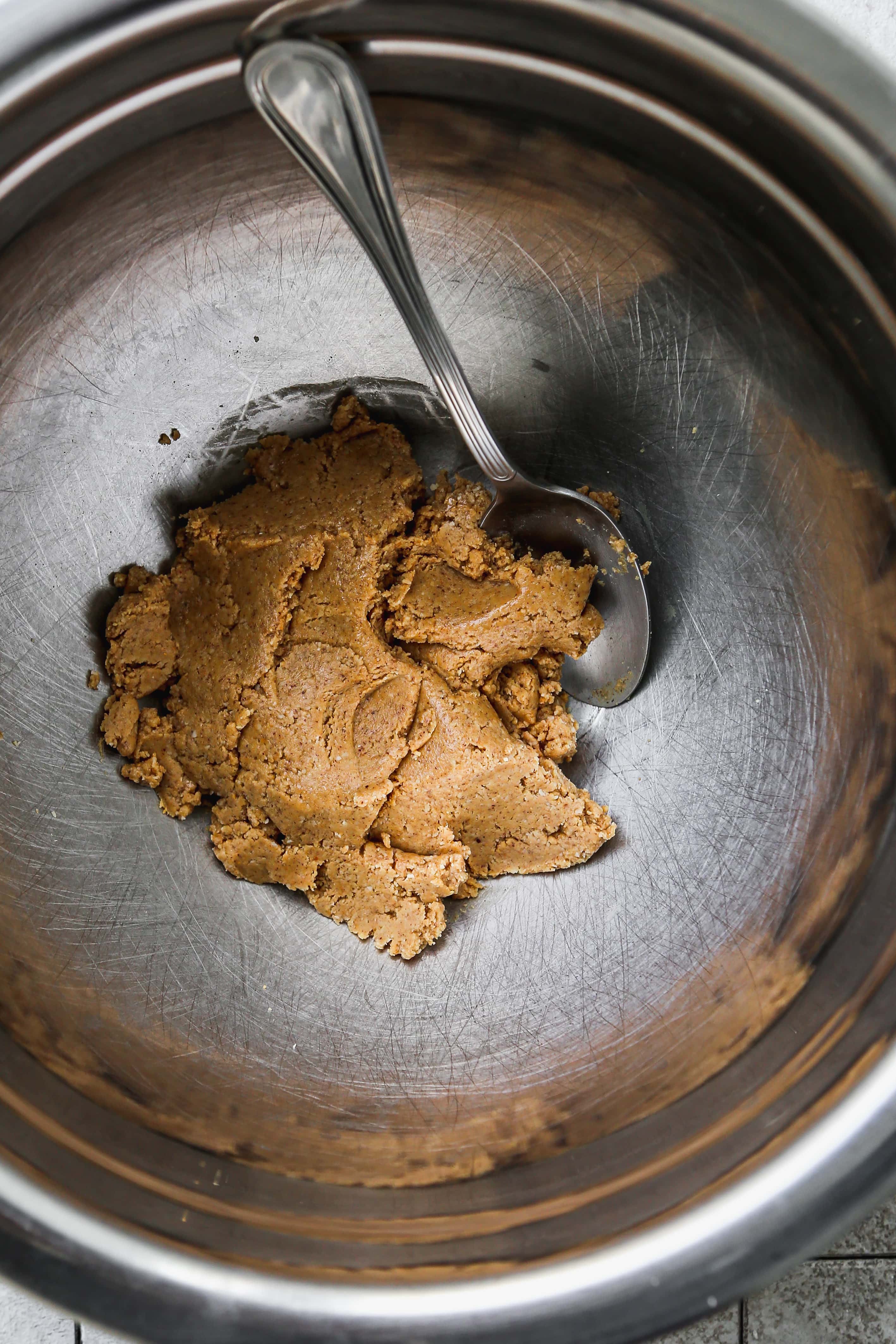 Peanut butter almond flour mixture in a bowl.