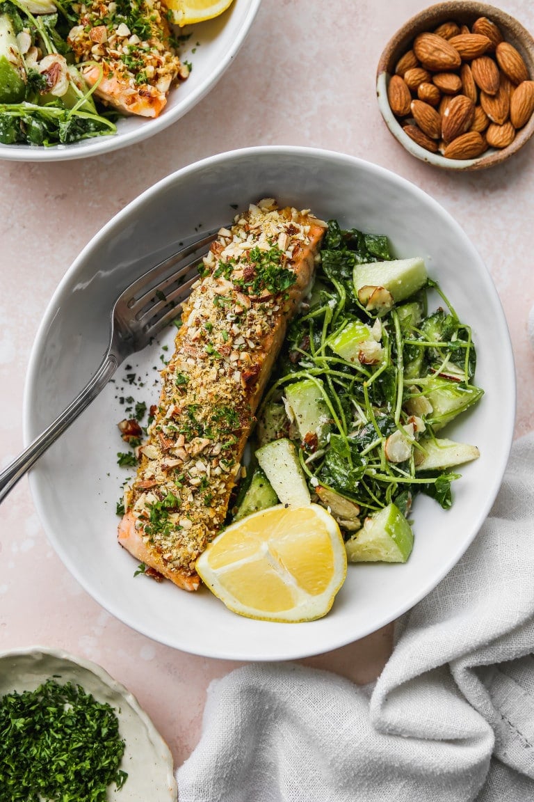 Almond Crusted Salmon (Oven-Baked) | Walder Wellness, RD