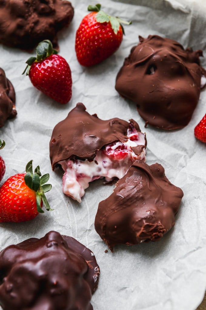 Chocolate-Covered Strawberry Yogurt Clusters