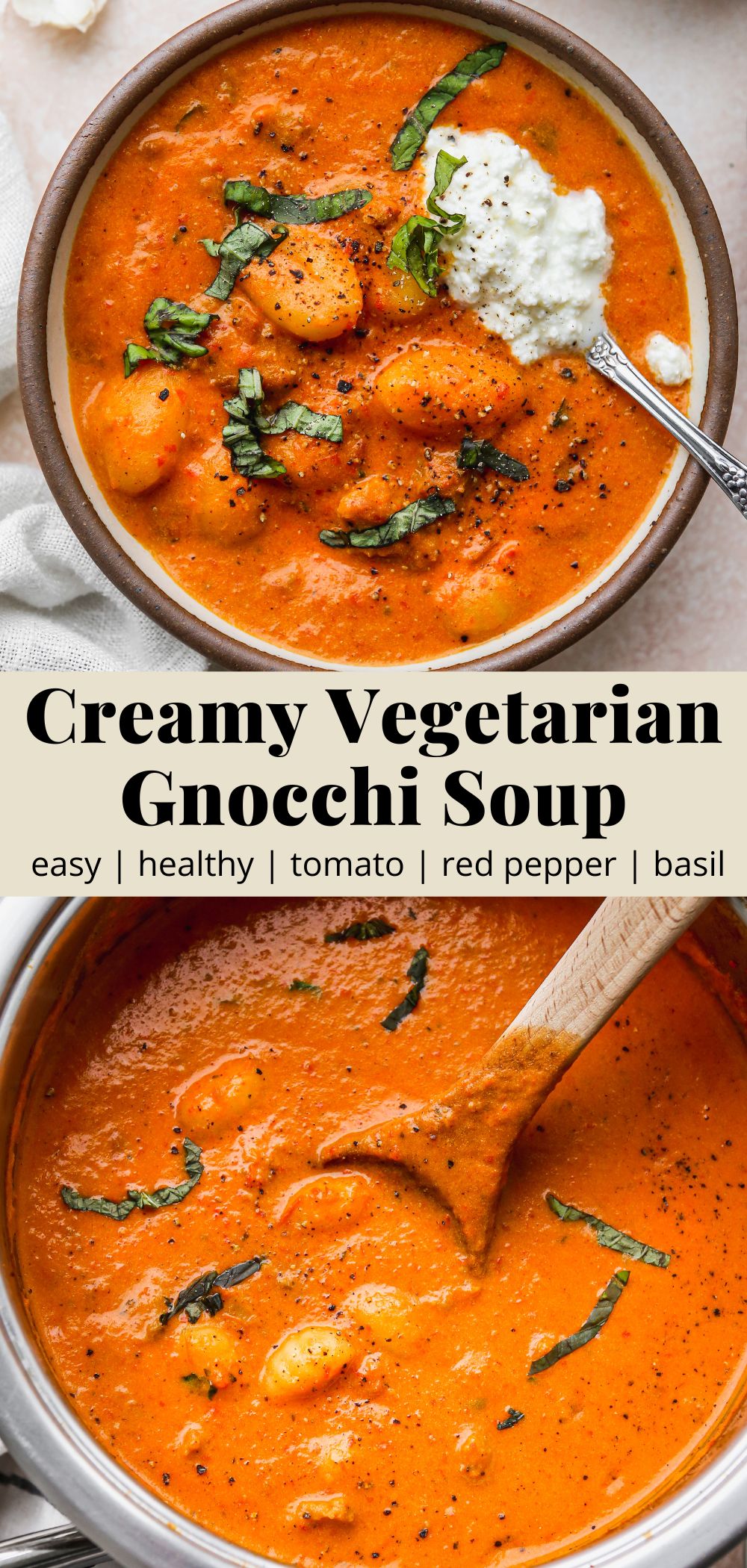 Vegetarian Gnocchi Soup (Tomato & Red Pepper) | Walder Wellness, RD